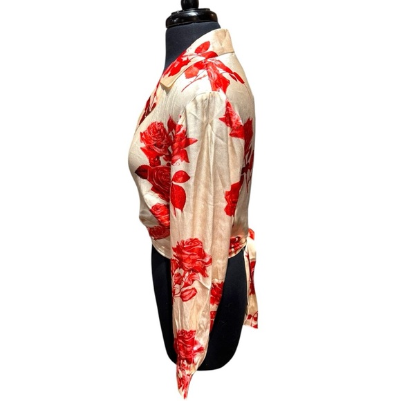 NWT Meshki Amia Satin Rose Wrap Top – Size Small – Romantic Luxe - Picture 5 of 8